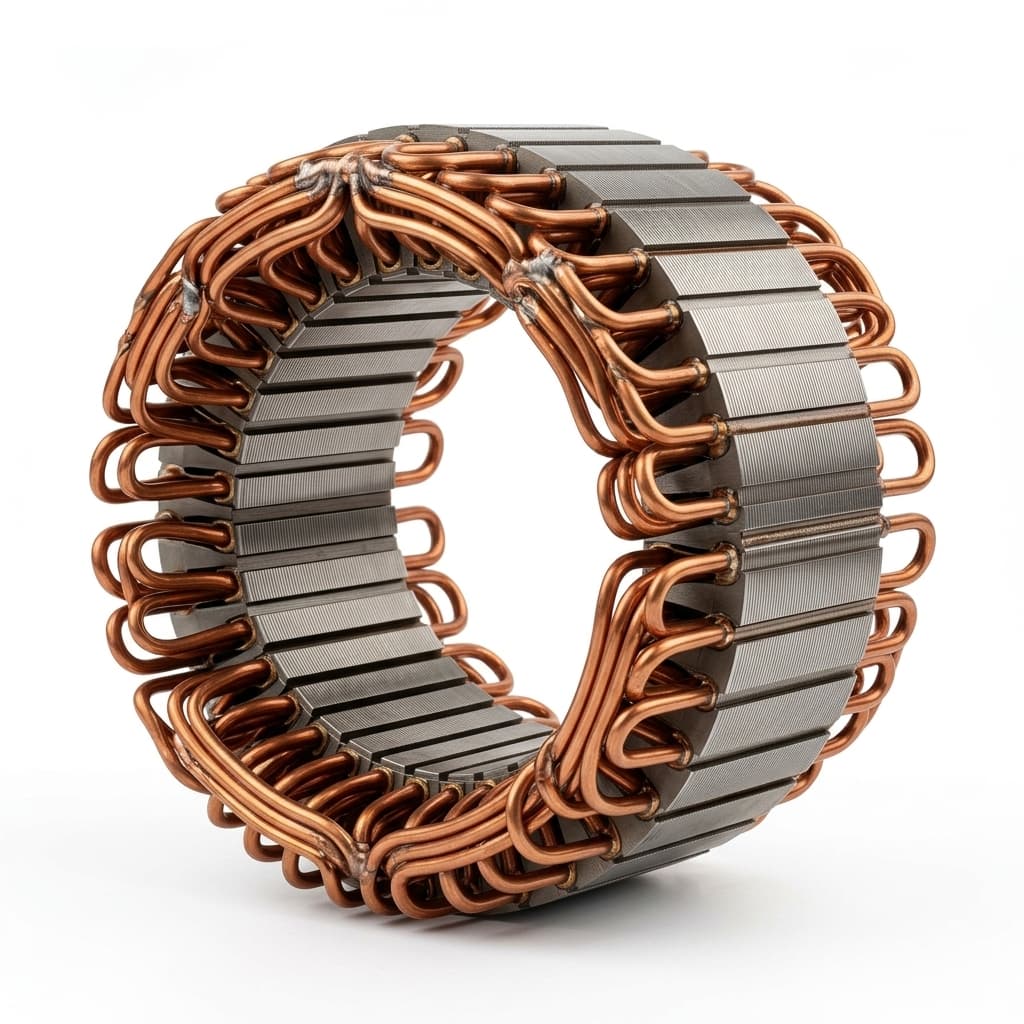 Flat copper hairpin stator winding sample for EV traction motor manufacturing